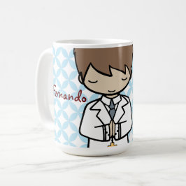 Caneca De Café Primeiro menino adorável do brunette do comunhão