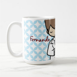 Caneca De Café Primeiro menino adorável do brunette do comunhão