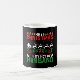 Caneca De Café Primeiro Natal Com Meu Novo Marido Sarado Feio