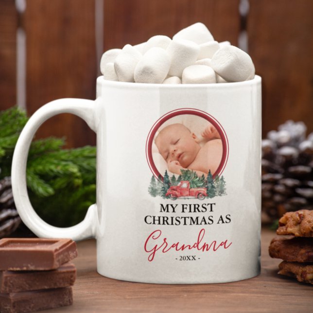 Caneca De Café Primeiro Natal como a Vovó Foto (Criador carregado)