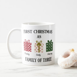 Caneca De Café Primeiro Natal como Família de Três Presente