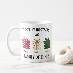 Caneca De Café Primeiro Natal como Família de Três Presente