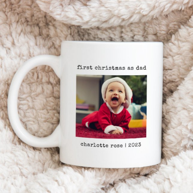 Caneca De Café Primeiro Natal como Foto Personalizada do Pai (Criador carregado)