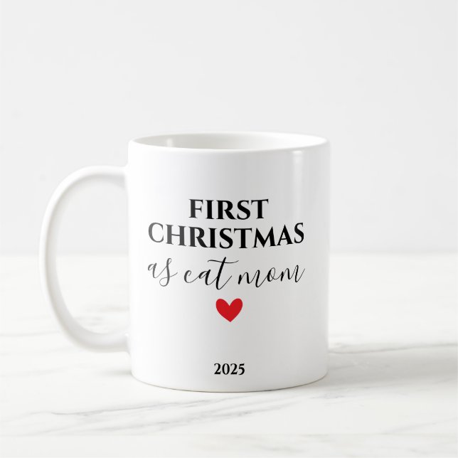 Caneca De Café Primeiro Natal como Mãe de Gato Personalizado Feri (Esquerda)