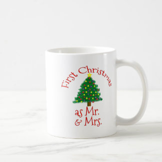 Caneca De Café Primeiro Natal como Senhor e Senhora - Recém-Casad