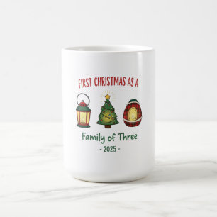 Caneca De Café "Primeiro Natal como uma Família de Três 2025 Enfe