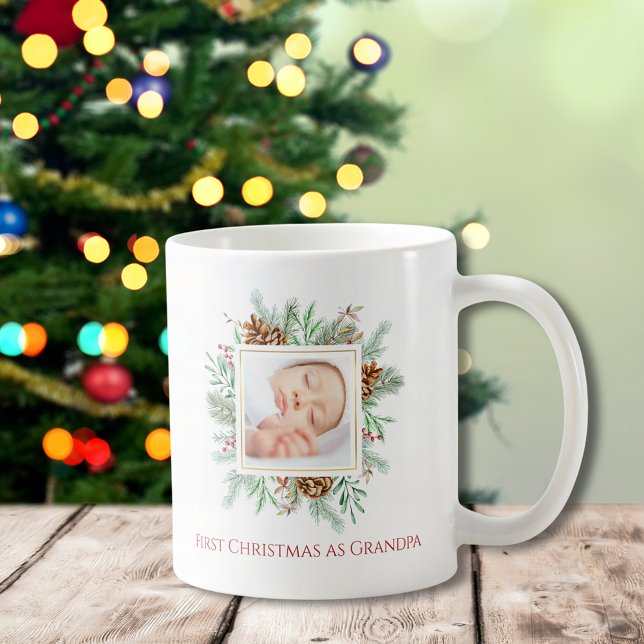 Caneca De Café Primeiro Natal como vovô Feliz Cama de Natal (First Christmas as Grandpa Merry Christmas Mug)