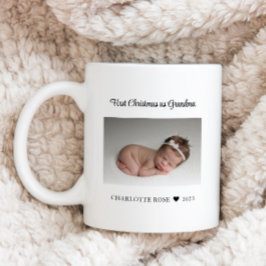 Caneca De Café Primeiro Natal como Vovó Nova Foto do Bebê