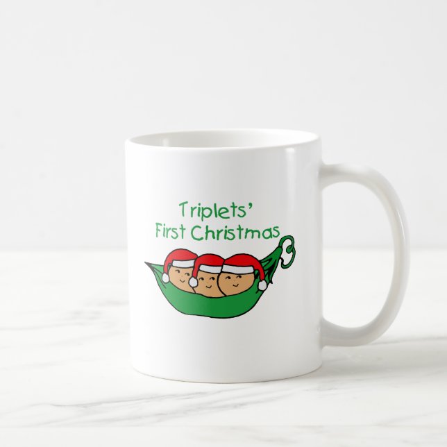 Caneca De Café Primeiro Natal das objectivas triplas - vagem (Direita)