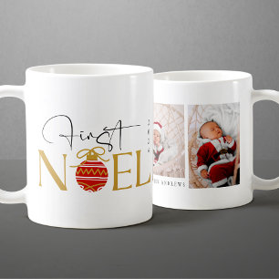 Caneca De Café Primeiro Natal do Bebê Minimalista Foto