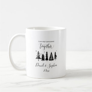 Caneca De Café Primeiro Natal Juntos - Nomes e Ano Personalizados