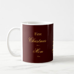 Caneca De Café Primeiro Natal Mãe Pai Árvore de Pinheiro Dourada