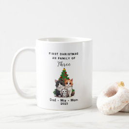 Caneca De Café Primeiro Natal Personalizado Como Família De Três