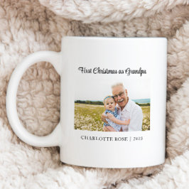 Caneca De Café Primeiro Natal Simples como Foto do Novo Vovô Bebê