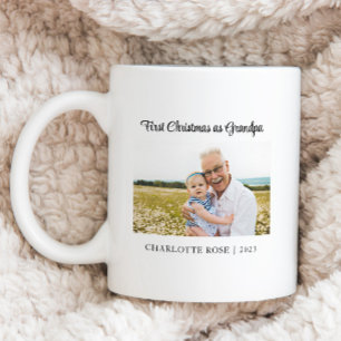 Caneca De Café Primeiro Natal Simples como Novo Avô Foto do Bebê