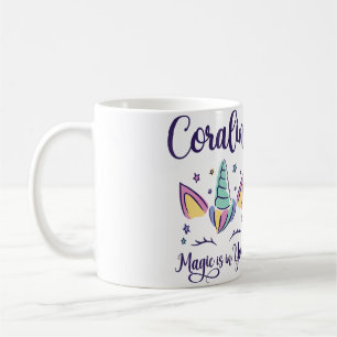 Caneca De Café Primeiro Nome Coraline Personalizado Magia Está Em