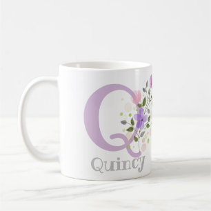 Caneca De Café Primeiro Nome Inicial Plus com Flores