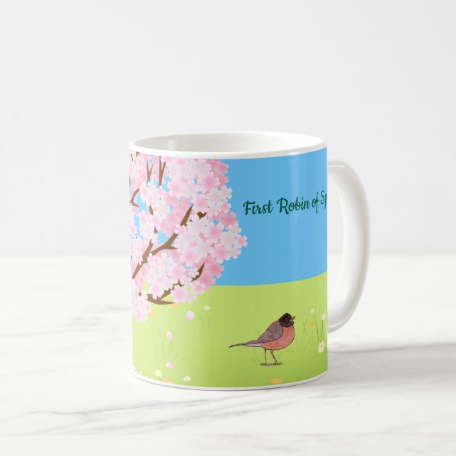 Caneca De Café Primeiro Robin da Primavera (Frente Esquerda)