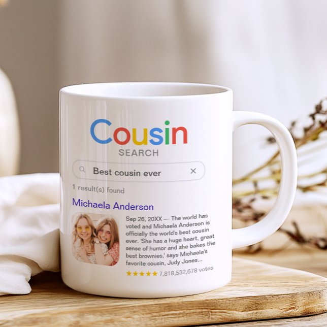 Caneca De Café Primo Mais Engraçado de Todos os Tempos Resultado  (Customize the mug with your own search term, your cousin's name, a photo and your personal message)