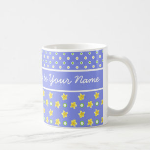 Caneca De Café Primroses Coffee Mug: Personalizar: Bolinhas Azuis
