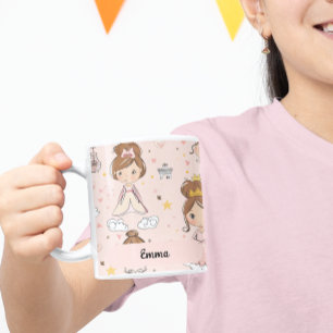 Caneca De Café Princas e Corações Pastas Suaves Crianças