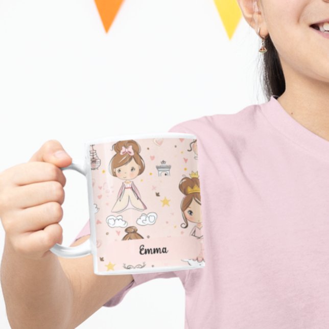 Caneca De Café Princas e Corações Pastas Suaves Crianças (Criador carregado)