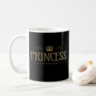 Caneca De Café Princesa Calligrafia - Grande Coroa Real Medieval
