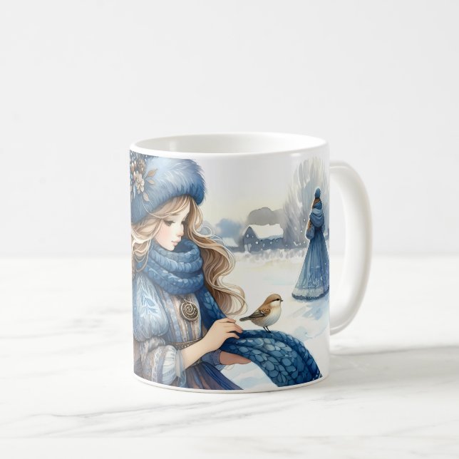 Caneca De Café Princesa da Fantasia de Inverno em uma Terra de Co (Frente Esquerda)