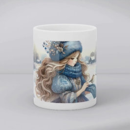 Caneca De Café Princesa da Fantasia de Inverno em uma Terra de Co