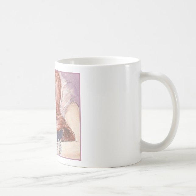 Caneca De Café Princesa de cabelo vermelha & seu rato (Direita)