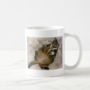 CANECA DE CAFÉ PRINCESA ESTRAGADA CAT LAYING PARA TRÁS