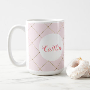 Caneca De Café Princesa rosa e Dourada, nome Mugs