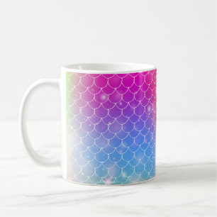Caneca De Café Princesa sereia com balanças arco-íris kawaii