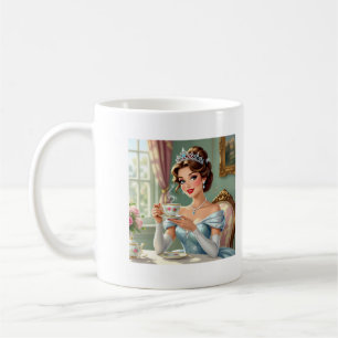 Caneca De Café Princesa sofisticada com coroa e vestido elegante