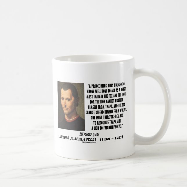 Caneca De Café Príncipe Imitação Fox e as citações de Machiavelli (Direita)