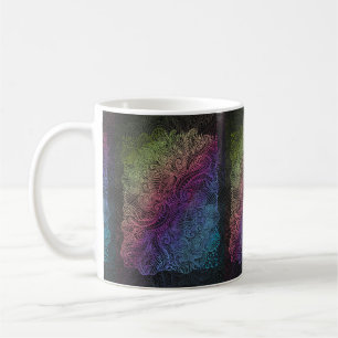 Caneca De Café Prismatic Swirl Arte de Penas Fractais do Arco-Í