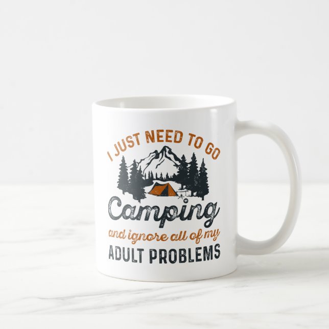 Caneca De Café Problemas de Adulto no Acampamento (Direita)
