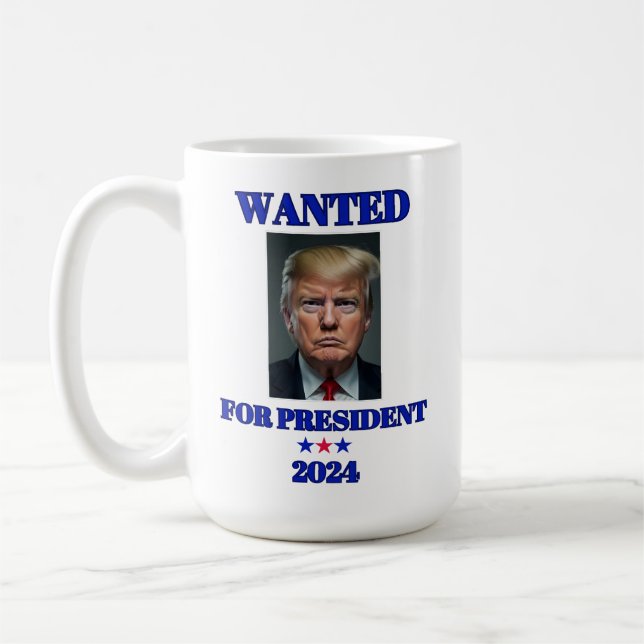 Caneca De Café Procurado pelo Presidente 2024 Donald Trump (Esquerda)