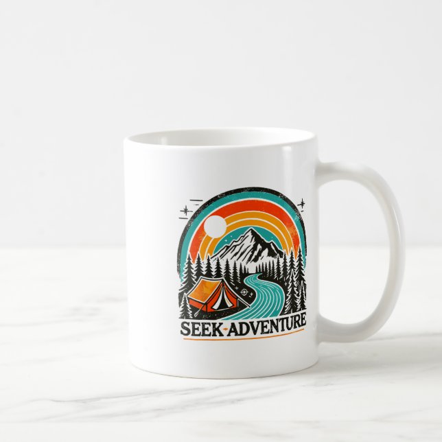 Caneca De Café Procure Aventura Gráfica Explore O Ar Livre E Ca (Direita)