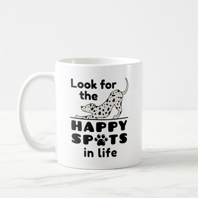 Caneca De Café Procure os pontos felizes no cão Dalmaciano (Esquerda)
