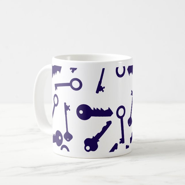 Caneca De Café Produto de padrão azul-chave (Frente Esquerda)