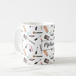 Caneca De Café Produtos de Maquiagem com Nome Personalizado