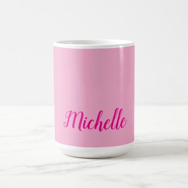 Caneca De Café Professional modern handwriting name pink white (Centro)