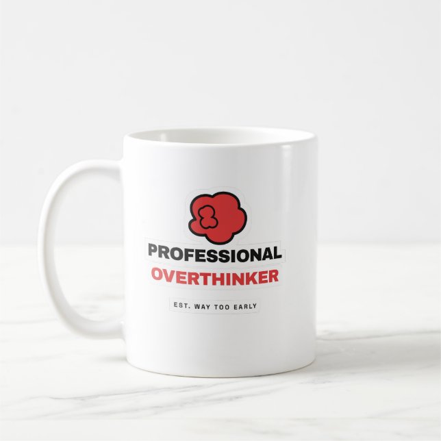 Caneca De Café Professional Overthinker Funny Coffee Mug (Esquerda)