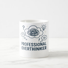 Caneca De Café Professional overthinker- Funny Mind Doodle design
