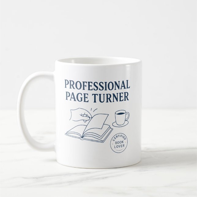 Caneca De Café Professional Page Turner Funny Bookish Gift Idea (Esquerda)