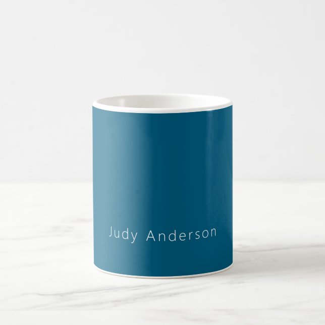 Caneca De Café Professional Plain Modern Elegant Your Name Blue (Centro)