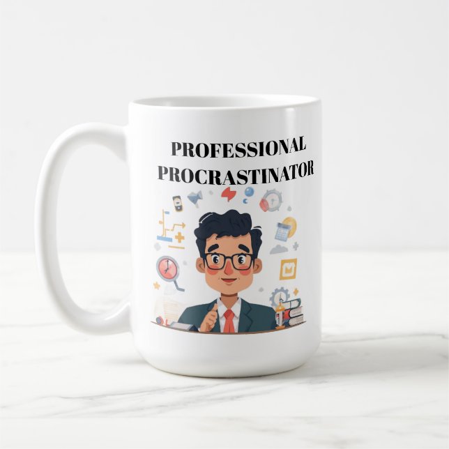 Caneca De Café Professional Procrastinator Coffee Mug (Esquerda)