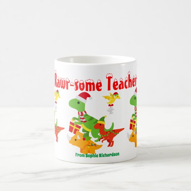 Caneca De Café Professor Agradecimento Natal Crianças Dinossauro (Centro)