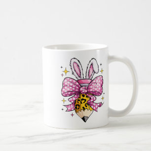 Caneca De Café Professor Alegre Coquete Cute Laço Bunny Dia de Pá